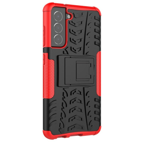 Противоударный чехол Tire Texture на Samsung Galaxy S21 FE - красный