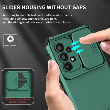 Противоударный чехол Stereoscopic Holder Sliding для Samsung Galaxy A53 5G - зеленый