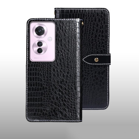 Чехол-книжка idewei Crocodile Texture для OPPO Reno11 F - черный