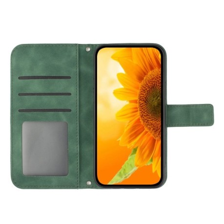 Чехол-книжка Skin Feel Sun Flower для Realme C63 5G - зеленый