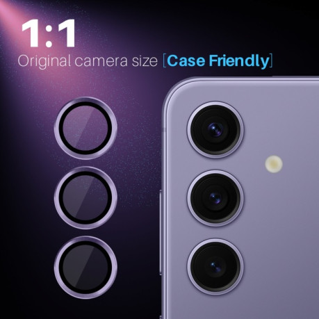 Захисне скло NORTHJO Glitter Camera Lens Protector Tempered Glass Metal Ring для Samsung Galaxy S25+ 5G - фіолетове
