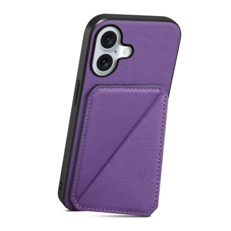 Чохол D04 Calf Texture Dual Card Slot Holder для iPhone 16 - фіолетовий