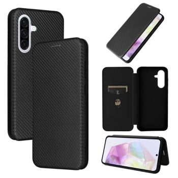 Чехол-книжка Carbon Fiber Texture на Samsung Galaxy A36 - черный
