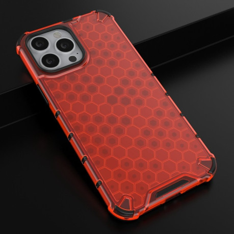 Противоударный чехол Honeycomb with Neck Lanyard для iPhone 13 Pro Max - красный