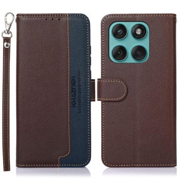 Чехол-книжка KHAZNEH Litchi Texture для Motorola Edge 60 Fusion / 60 Pro - коричневый