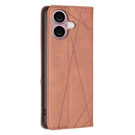 Чехол-книжка Rhombus Texture для iPhone 16 - коричневый
