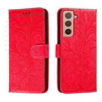 Чехол-книжка Lace Flower для Samsung Galaxy S22 5G - красный