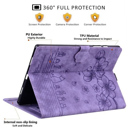 Чохол-книжка Cartoon Sakura Cat для Xiaomi Redmi Pad SE 8.7 - фіолетовий