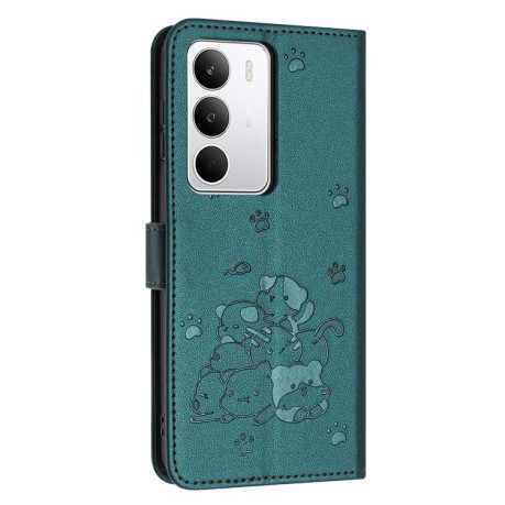 Чохол-книжка Embossed Kitten Phone Leather для Realme C71 4G - зелений