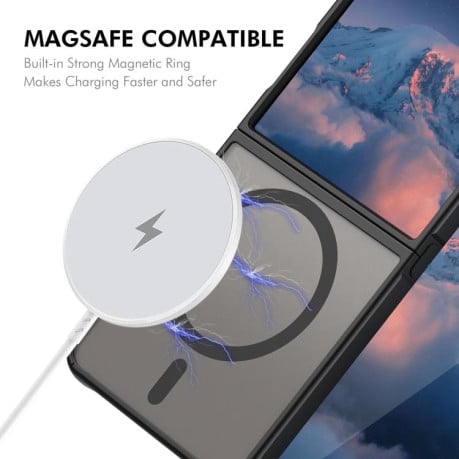 Чохол ENKAY Hat-Prince з MagSafe матовий+скло на Samsung Galaxy Flip 7 - чорне