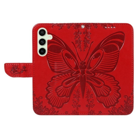 Чохол-книжка Swallowtail Butterfly Embossed Leather для Samsung Galaxy S24 FE 5G - червоний