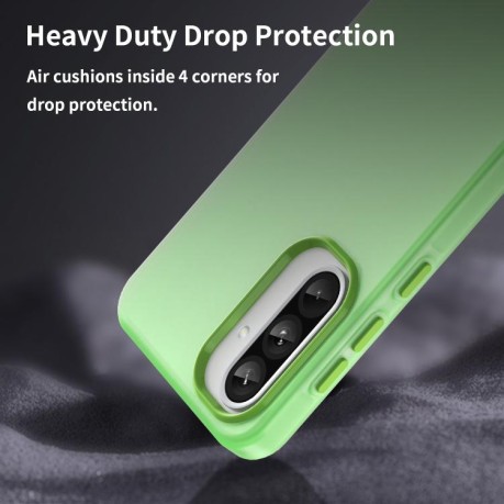 Противоударный чехол Frosted Translucent TPU Hybrid PC для Samsung Galaxy A56 5G - зеленый