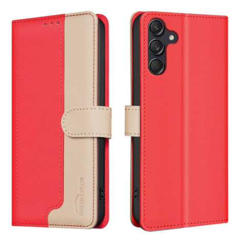Чехол-книжка Color Matching RFID Anti-theft Leather для на Samsung Galaxy M16 5G / F16 5G - красный