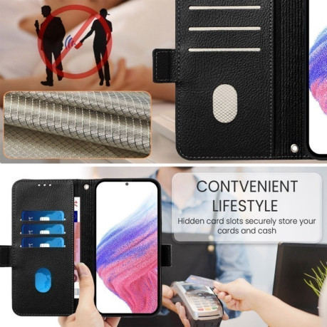 Чохол-книжка Embossed Rose RFID Anti-theft Leather для Samsung Galaxy A16 5G - чорний