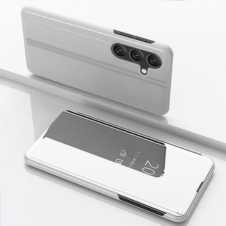 Чехол книжка Clear View на Samsung Galaxy S25 FE 5G - серебристый