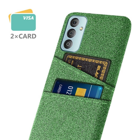 Противоударный чехол Cloth Texture with Dual Card Slots для Samsung Galaxy M23 5G - зеленый