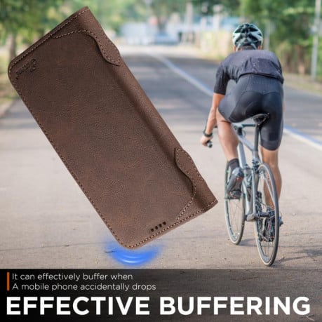 Чехол-книжка SUTENI J07 Multifunctional с Magsafe и магнитным хлястиком на iPhone 17 - коричневый