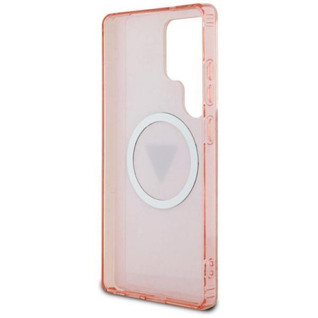 Оригінальний чохол Guess 4G Glitter Triangle Buttons для Samsung Galaxy S25 Ultra - pink