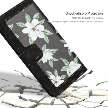 Чехол-книжка Floral Pattern Leather для Samsung Galaxy A36 - черный