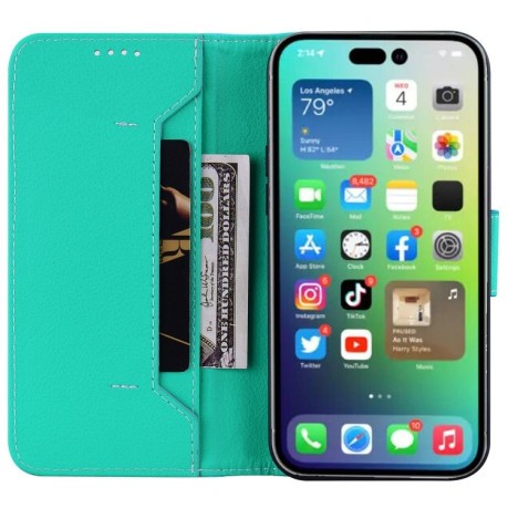 Чохол-книжка Litchi RFID Leather для iPhone 14 Pro - синій