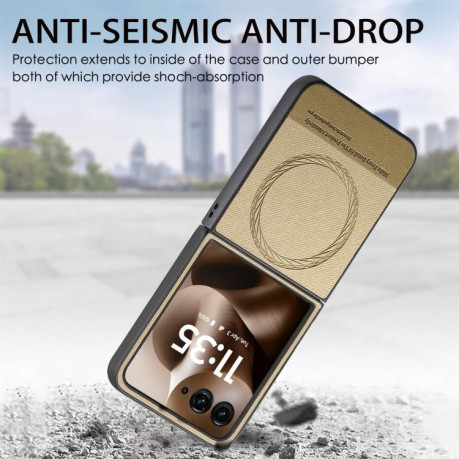 Чехол Twill Fabric Leather Skin Magnetic для Motorola Razr 60 Ultra - хаки