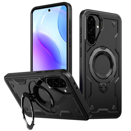 Противоударный чехол MagSafe Holder Armor PC Hybrid для Samsung Galaxy A36 5G - черный