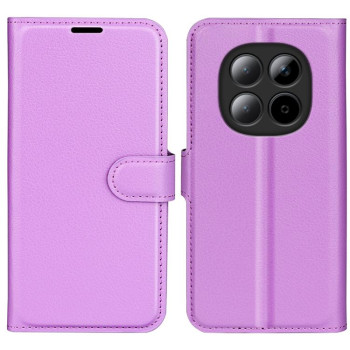 Чохол-книжка з фактурою Litchi і магнітним хлястиком на Xiaomi Redmi Note 15 4G / 5G /Poco M8164mm — фіолетовий