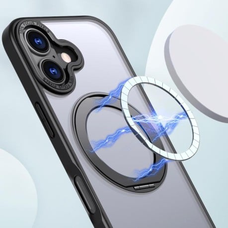 Чохол kalebol з MagSafe та підставкою 360 Metal Ring Holder на iPhone 17 - чорний