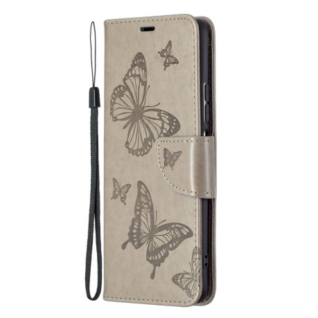 Чехол-книжка Butterflies Pattern  для Xiaomi Mi 11i/Xiaomi Poco F3/Redmi K40/K40 Pro - серый