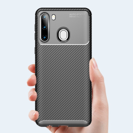 Ударозахисний чохол HMC Carbon Fiber Texture Samsung Galaxy A21 - синій