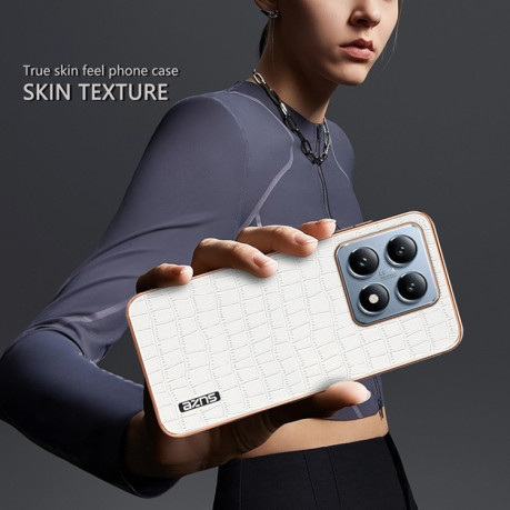 Чохол AZNS Electroplated Frame Crocodile Texture на Xiaomi 14T Pro 5G - синій