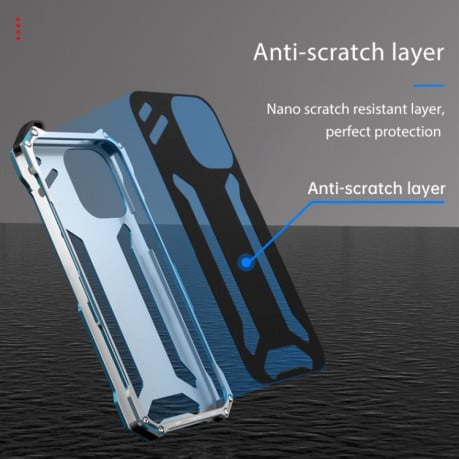 Противоударный металлический чехол R-JUST Armor Metal на iPhone 14 Pro - синий