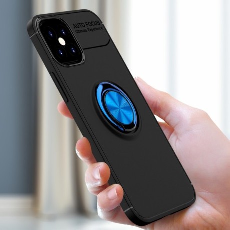 Ударозащитный чехол Metal Ring Holder 360 Degree Rotating на iPhone 12 Mini - черно-синий