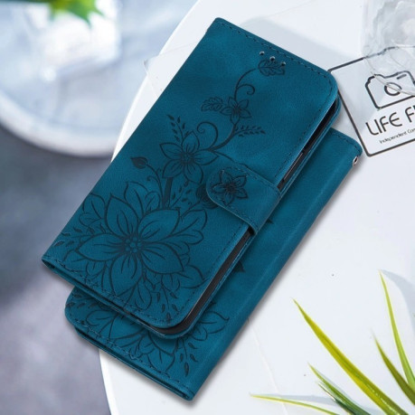 Чехол-книжка Lily Embossed Leather для OPPO Reno11 F Global - синий