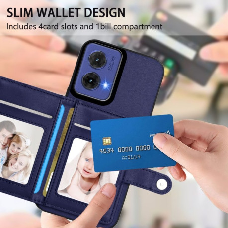 Ударозащитный чехол EU Version Button Card Bag RFID Anti-theft для Motorola Moto G85 - синий