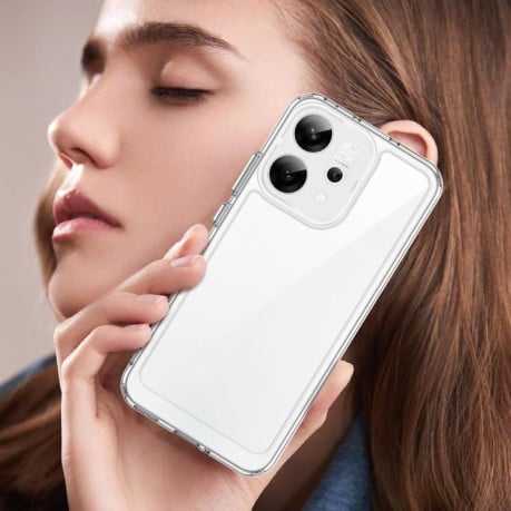 Противоударный чехол Colorful Acrylic Series с цветной силиконовой боковиной на OPPO Reno14 Global - прозрачный