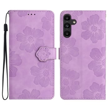 Чохол-книжка Flower Embossing Pattern для Samsung Galaxy S23 FE 5G - фіолетовий