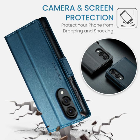 Чохол-книжка CaseMe 023 Butterfly Buckle Litchi RFID Anti-theft Leather для Samsung Galaxy S25 Edge 5G - синій
