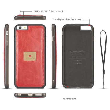 Кожаный чехол-книжка CaseMe на  iPhone SE 3/2 2022/2020/8/7  с отделением для кредитных карт Красный