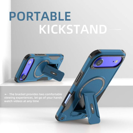 Противоударный чехол Armor Magsafe Holder PC Hybrid TPU для iPhone Air - синий