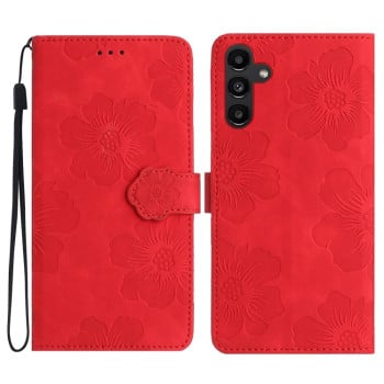 Чехол-книжка Flower Embossing Pattern для Samsung Galaxy A05s - красный