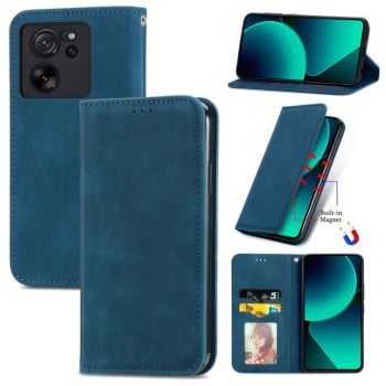 Чохол-книжка Retro Skin Feel Magnetic Flip Leather для Xiaomi 13T / 13T Pro - синій