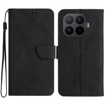 Чохол-книжка Stitching Embossed Leather на Xiaomi 17T Pro 5G — чорний