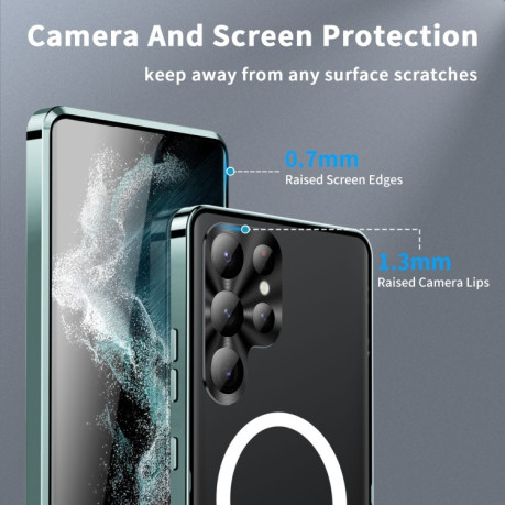 Противоударный чехол Frosted Meta (MagSafe) Samsung Galaxy S23 Ultra 5G - зеленый