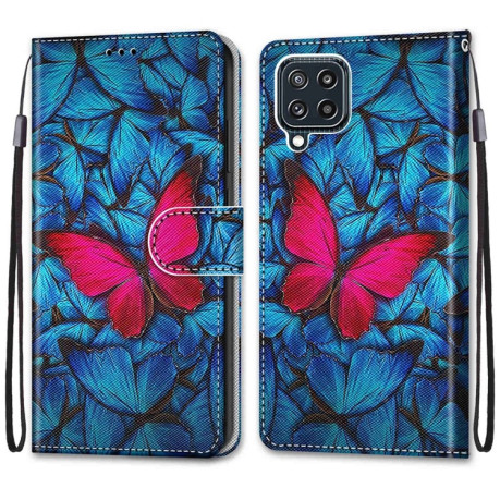 Чохол-книжка Coloured Drawing Cross Samsung Galaxy M32/A22 4G 4G - Blue Red Butterfly