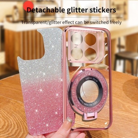 Противоударный чехол Plated Gradient Glitter Round Holder для Infinix GT 20 Pro - фиолетовый