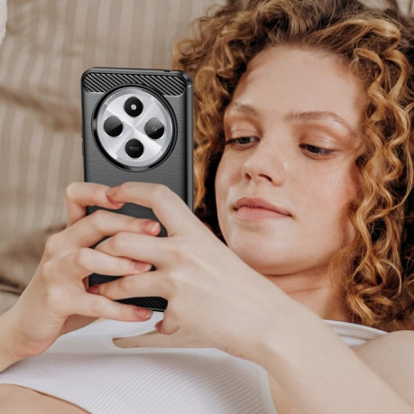 Протиударний чохол Brushed Texture Carbon Fiber на Xiaomi Redmi 14C 4G/Poco C75/Redmi A4 5G - чорний