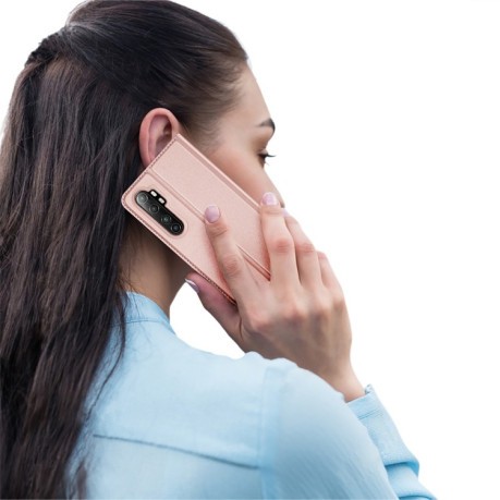 Чехол-книжка DUX DUCIS Skin Pro Series на Xiaomi Mi Note 10 Lite - розовое золото