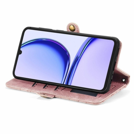 Чохол-книжка Geometric Zipper Wallet Side Buckle Leather для Realme Note 50 - рожевий