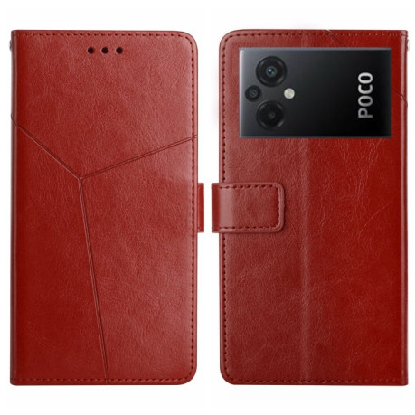 Чехол книжка Y-shaped Pattern для Xiaomi Poco M5 4G/5G/M4 5G - коричневый